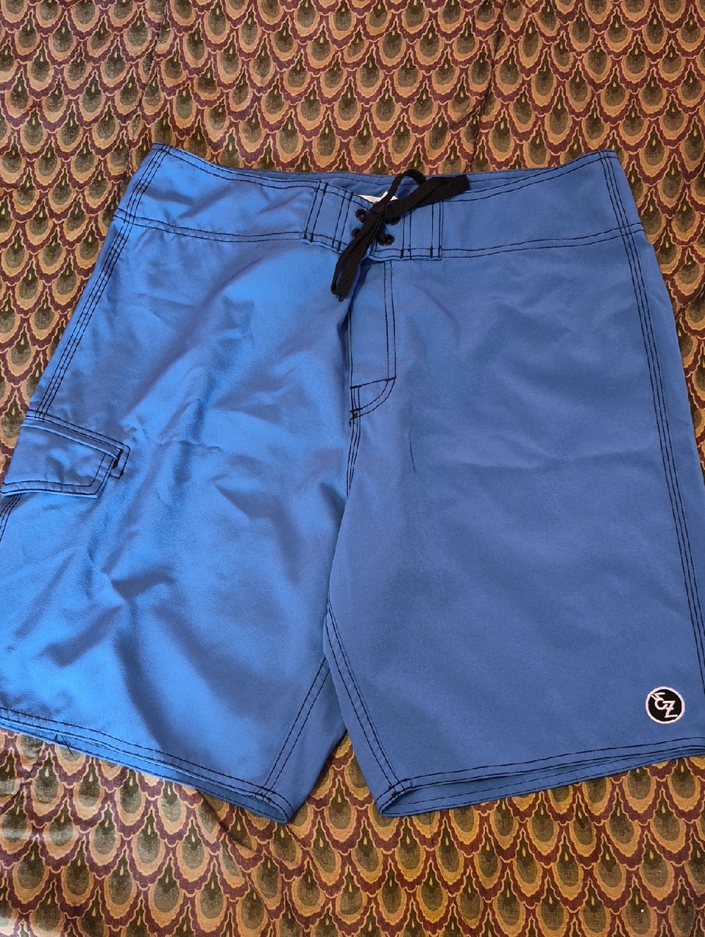 Ezekiel Solid Blue Men's Board Shorts with Black Drawstring